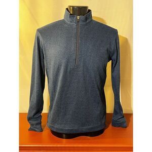 Straight Down Men's Half-Zip Blue Fleece Pullover Casual‎ Sweater Large